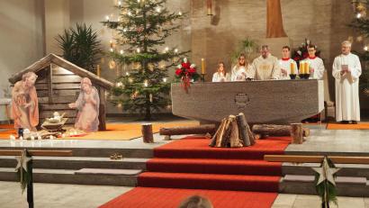 Bild: exb
Die Krippe rückte bei der Christmette in den Mittelpunkt.
