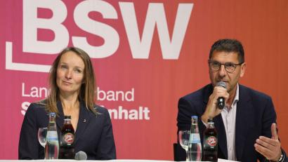 Bild: Peter Gercke/dpa
Thomas Schulze und Claudia Wittig (beide BSW) wollen mit der AfD sprechen. (Archivbild)