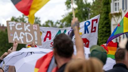Bild: Pia Bayer/dpa
In Bamberg gingen rund 4.000 Menschen gegen Rechts auf die Straße.