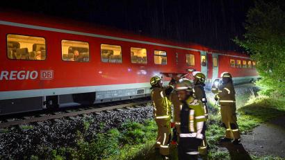 Bild: Malte Tiedemann/NEWS5/dpa
Der Regionalzug musste „notdürftig“ repariert werden.