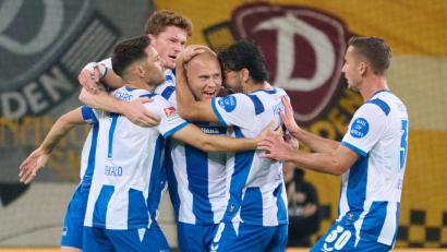 Bild: Robert Michael/dpa
Hertha spielt auch nach dem Rückstand kontrolliert und traf.