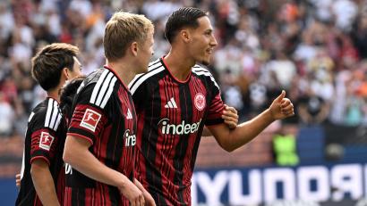 Bild: Florian Wiegand/dpa
Brachte die Eintracht in Führung: Younes Ebnoutalib