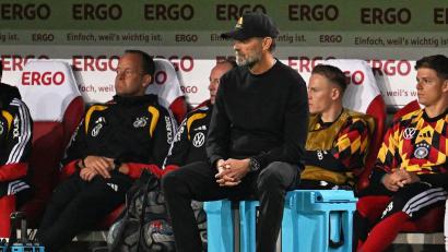 Bild: Sven Hoppe/dpa
Erster Dämpfer: Bundestrainer Jürgen Klopp während des Spiels gegen Griechenland in Augsburg.nd.