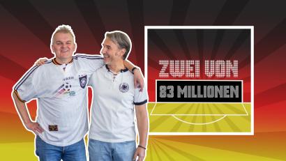 Bildmontage: Marina Gube, Noah Wegmüller-Kocher
"Zwei von 83 Millionen", der Nationalmannschafts-Podcast mit Stefan Puhane (rechts) und Josef Maier.