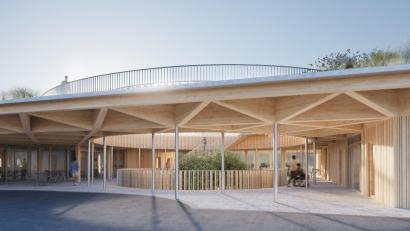 Bild: Architekturbüro Schönberger in Oberviechtach
So könnte der Zwischenbereich der ganzen Gewerke des Generationenkonzepts des Liebensteiner Kartonagenwerks aussehen.