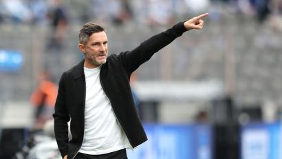 Bild: Andreas Gora/dpa
Hertha-Trainer Stefan Leitl peilt den siebten Sieg im siebten Ligaspiel an. (Archivbild)