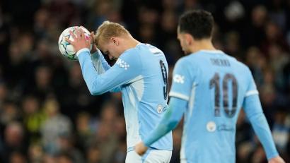 Bild: Dave Thompson/AP/dpa
Für Manchester City lief es trotz des Tores von Erling Haaland (links) nicht.
