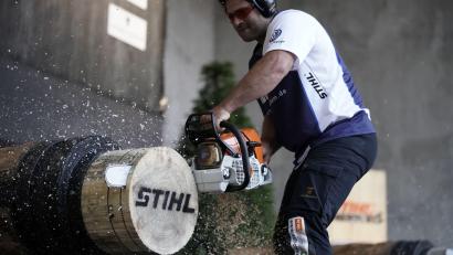 Archivbild: Stihl TIMBERSPORTS® 
Peter Bauer an der Stock Saw.