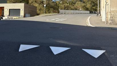 Bild: Elena Riebl
Sogenannte "Haifischzähne" wie hier in der Adolf-Kolping-Straße in Neustadt/WN sollen die Verkehrssicherheit verbessern.
