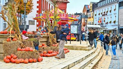 Bild: Florian Miedl
Zum Herbstmarkt haben die Verantwortlichen die Innenstadt farbenfroh dekoriert.