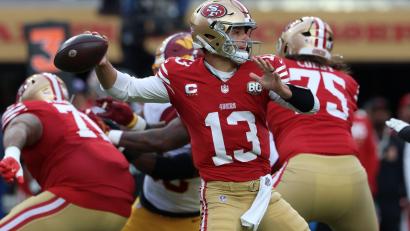 Bild: Jed Jacobsohn/AP/dpa
Brock Purdy und die 49ers haben als einziges NFL-Team bereits sechs Saisonsiege.