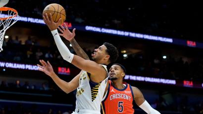 Bild: Matthew Hinton/FR170690 AP/AP/dpa
Haliburton mischt in der NBA wieder mit.