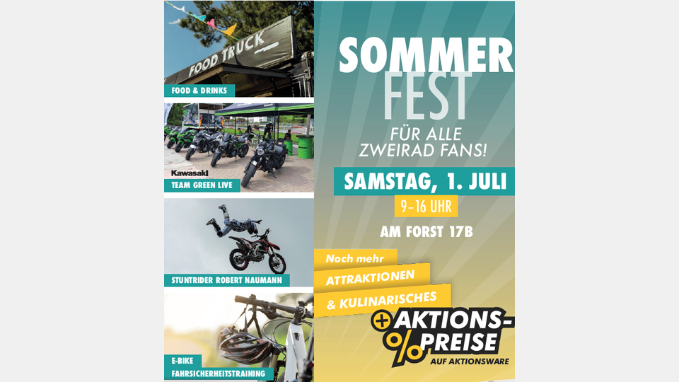 Das Sommerfest im Zweiradcenter Weiden für alle Zweirad-Fans Bild: Anzeige Zweiradcenter Weiden