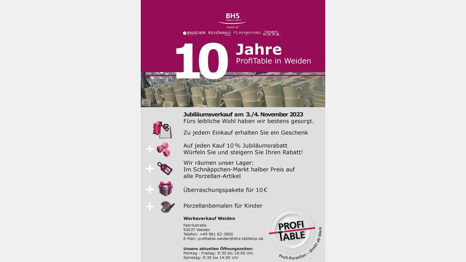 Beim Jubiläumsverkauf ist allerhand geboten. Bild: BHS tabletop AG