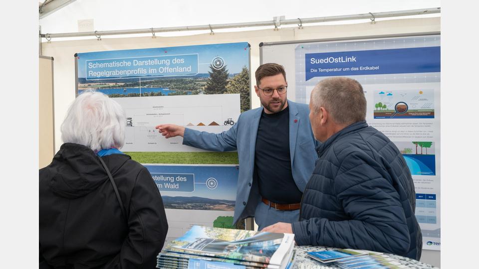 Vor Ort informieren die Tennet-Experten über die anstehenden Baumaßnahmen. Bild: Tennet TSO/exb