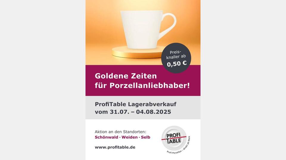 ProfiTable lädt zum Lagerabverkauf vom 31. Juli bis 4. August 2025. Bild: exb