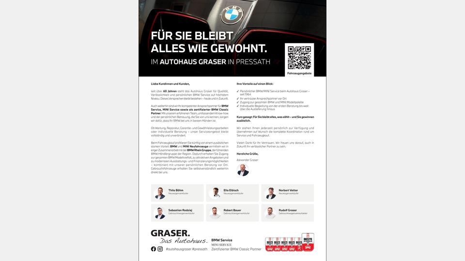 Im Autohaus Graser in Pressath bleibt alles wie gewohnt. Bild: Autohaus Graser