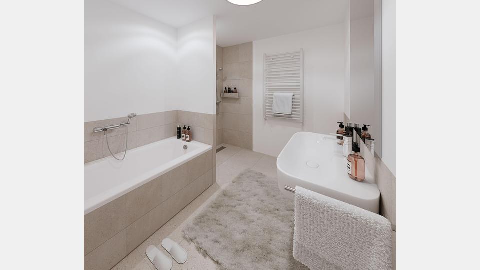 Die Bäder sind vollständig barrierefrei. Bild: exb