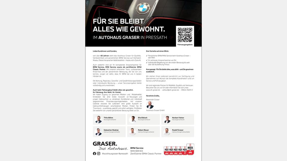 Im Autohaus Graser in Pressath bleibt alles wie gewohnt. Bild: Autohaus Graser