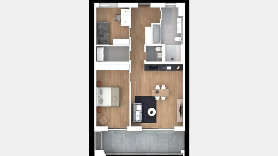 Unter anderem eine Penthouse-Wohnung mit 167 Quadratmetern steht noch zum Verkauf. Bild: dob