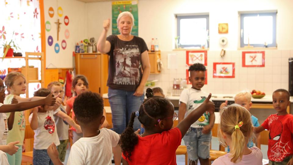 Spielerisch zählen lernen in der Kita Tirschenreuth. Bild: Sandra Hirschke