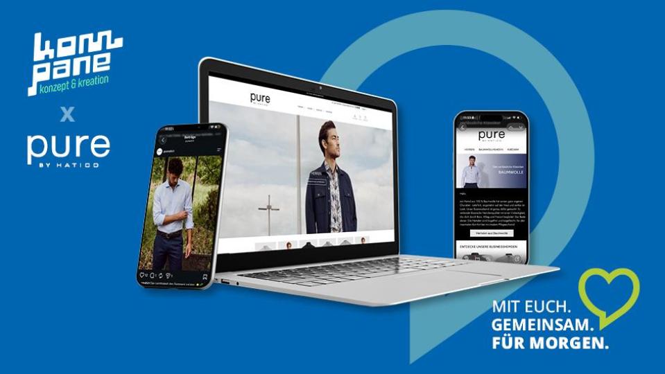 Eine Marke, viele digitale Berührungspunkte: pureshirt.com, Social Media, Newsletter und Online-Kampagnen greifen strategisch ineinander. Bild: Grafik: Redaktion PR & Content